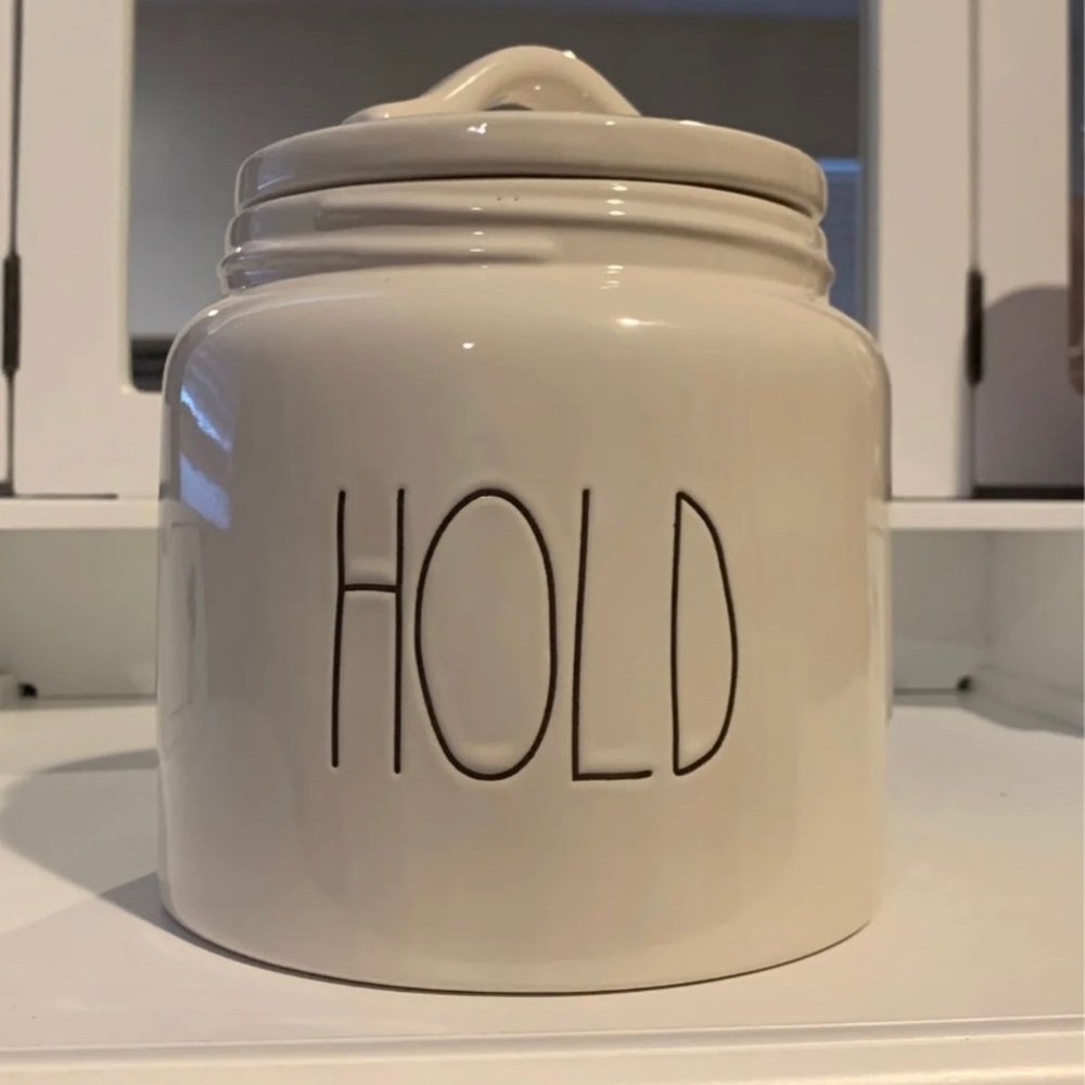 Rae Dunn “Hold” Canister. Lightly used.